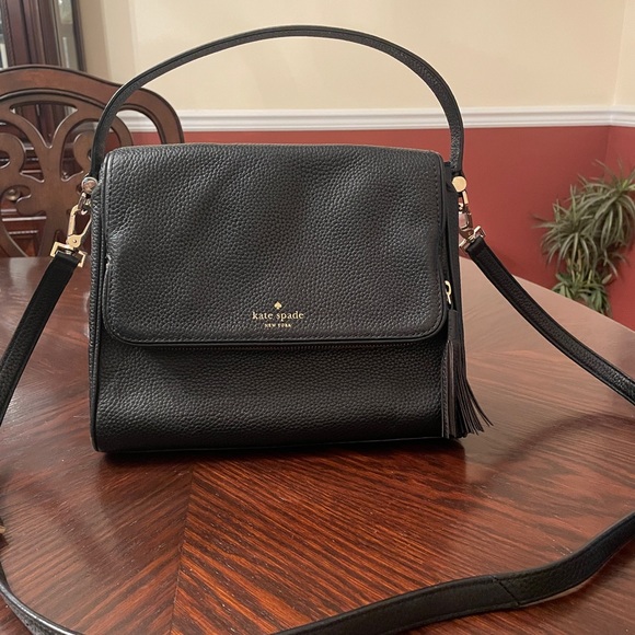 Black Kate Spade crossbody with tassel and gold hardware! - Picture 2 of 4